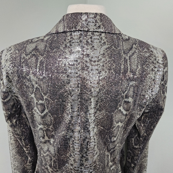 Alberto Mikali Sequin Blazer Jacket Animal Print Button Snap Closure Medium NWT - Picture 7 of 12